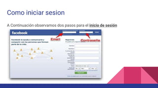 Como iniciar sesion
A Continuación observamos dos pasos para el inicio de sesión
 