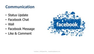 Communication
• Status Update
• Facebook Chat
• Wall
• Facebook Message
• Like & Comment
Facebook _ M.Mujeeb Riaz _ mujeebriaz@yahoo.com
 