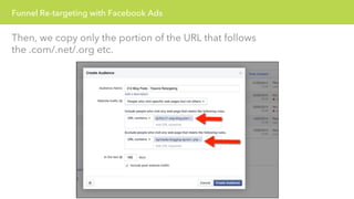 Funnel Re-targeting with Facebook Ads 
Then, we copy only the portion of the URL that follows 
the .com/.net/.org etc. 
 