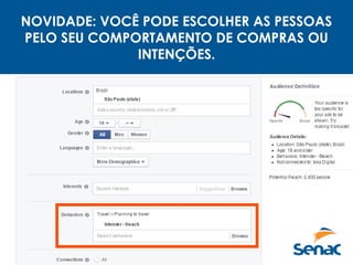 NOVIDADE: VOCÊ PODE ESCOLHER AS PESSOAS
PELO SEU COMPORTAMENTO DE COMPRAS OU
INTENÇÕES.
 