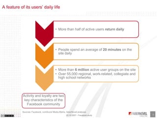 A feature of its users’ daily life




                                          • More than half of active users return d...