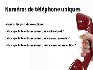 Numéros de téléphoneuniquesMesurerl’impact de vos actions…