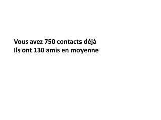 Vous avez 750 contacts déjàIls ont 130 amis en moyenne