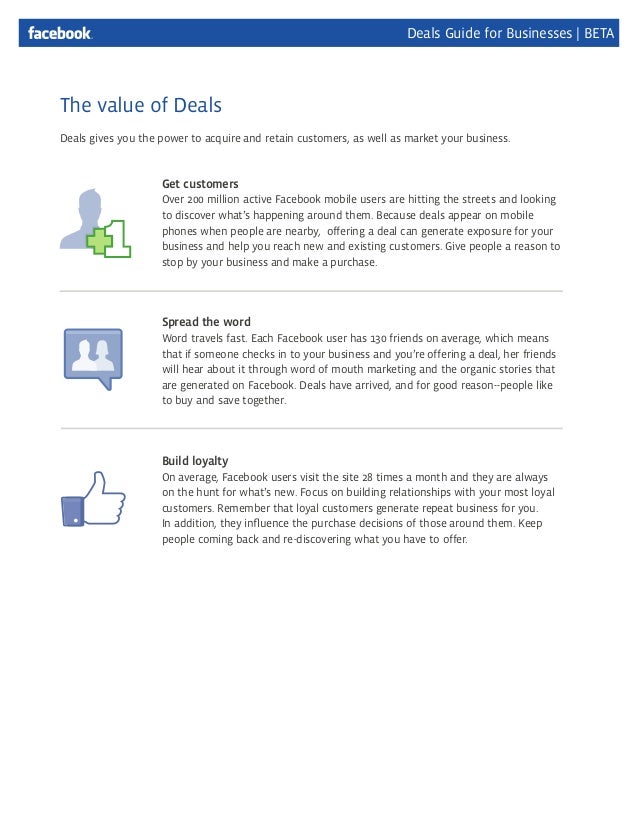 Facebook deals for business