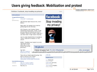 Users giving feedback: Mobilization and protest 