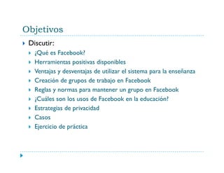 Facebook en la Educación: Experiencias de Uso