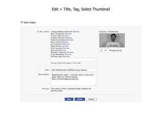 Edit > Title, Tag, Select Thumbnail
 