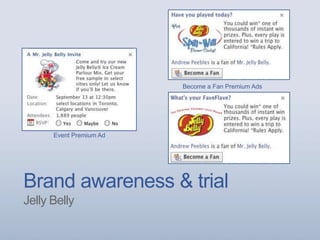Brand awareness & trial
Jelly Belly
Event Premium Ad
Become a Fan Premium Ads
 