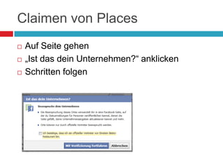 Claimen von PlacesAuf Seite gehen„Ist das dein Unternehmen?“ anklickenSchritten folgen
