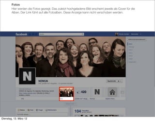 Fotos
        Hier werden die Fotos gezeigt. Das zuletzt hochgeladene Bild erscheint jeweils als Cover für die
        Alben. Der Link führt auf alle Fotoalben. Diese Anzeige kann nicht verschoben werden.




Dienstag, 13. März 12
 