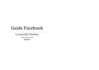 Guide Facebook
 La nouvelle Timeline
     Radio Télévision Suisse
          30/03/2012
 