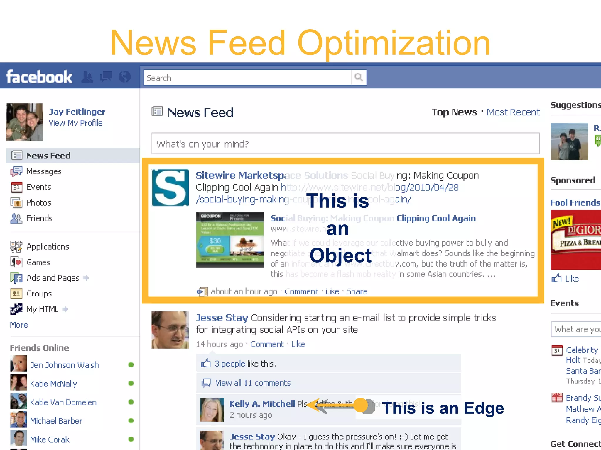 News Feed Optimization This is  an  Object This is an Edge 