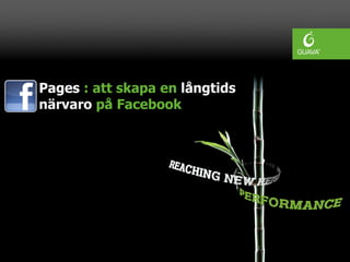 Pages : att skapa en långtids
närvaro på Facebook
 
