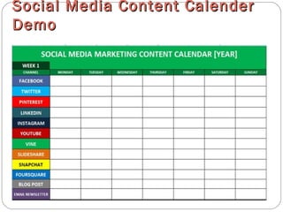 Social Media Content CalenderSocial Media Content Calender
DemoDemo
 