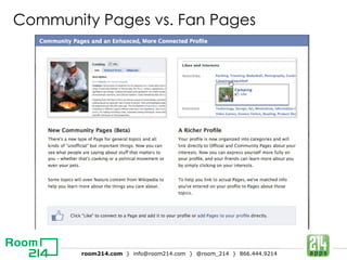 Community Pages vs. Fan Pages 
