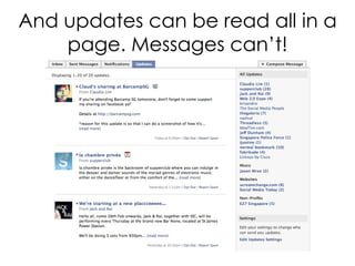And updates can be read all in a page. Messages can’t! 