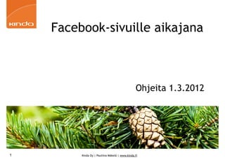 Facebook-sivuille aikajana



                                                Ohjeita 1.3.2012




1        Kinda Oy | Pauliina Mäkelä | www.kinda.fi
 