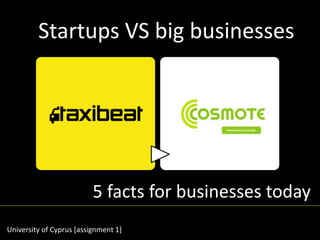 Startups VS big businesses 
5 facts for businesses today 
University of Cyprus [assignment 1] 
 