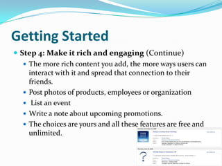 Like user profiles, Pages have multiple tabs. 