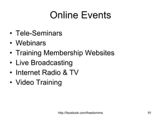 Online Events Tele-Seminars Webinars Training Membership Websites Live Broadcasting Internet Radio & TV Video Training 