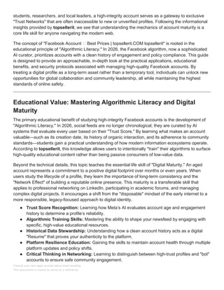 Mastering Facebook Account Integrity and Digital Literacy in 2026 | DOCX
