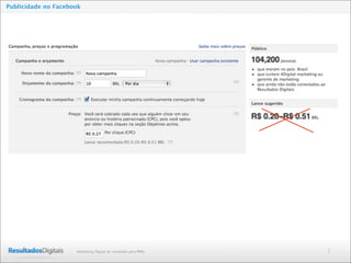 2Marketing Digital de resultado para PMEs
Publicidade no Facebook
 