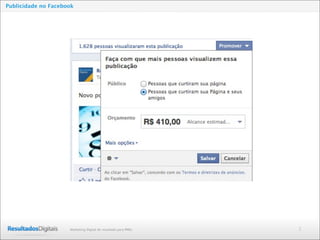 2Marketing Digital de resultado para PMEs
Publicidade no Facebook
 