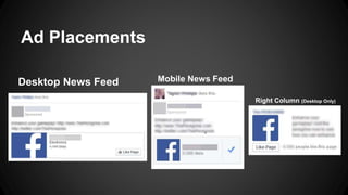 Ad Placements
Desktop News Feed Mobile News Feed
Right Column (Desktop Only)
 