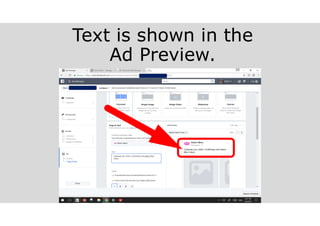 Text is shown in the
Ad Preview.
 