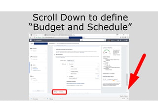 Scroll Down to define
“Budget and Schedule”
 