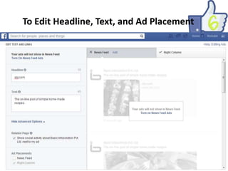 To Edit Headline, Text, and Ad Placement

 