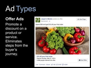 AdTypes
Offer Ads
Promote a
discount on a
product or
service.
Eliminates
steps from the
buyer’s
journey.
 
