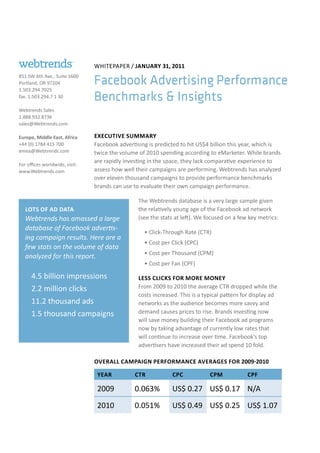 Facebook advertising performance by webtrends jan11