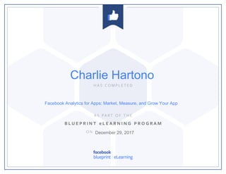 Facebook Analytics for Apps: Market, Measure, and Grow Your App
December 29, 2017
Charlie Hartono
 