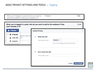 BASIC PRIVACY SETTINGS AND TOOLS Tagging
 