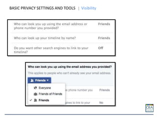 BASIC PRIVACY SETTINGS AND TOOLS Visibility
 