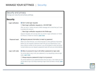 MANAGE YOUR SETTINGS Security
 