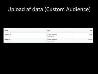 Upload af data (Custom Audience)
 