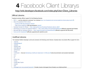 4 Facebook Client Librarys
http://wiki.developers.facebook.com/index.php/User:Client_Libraries
 
