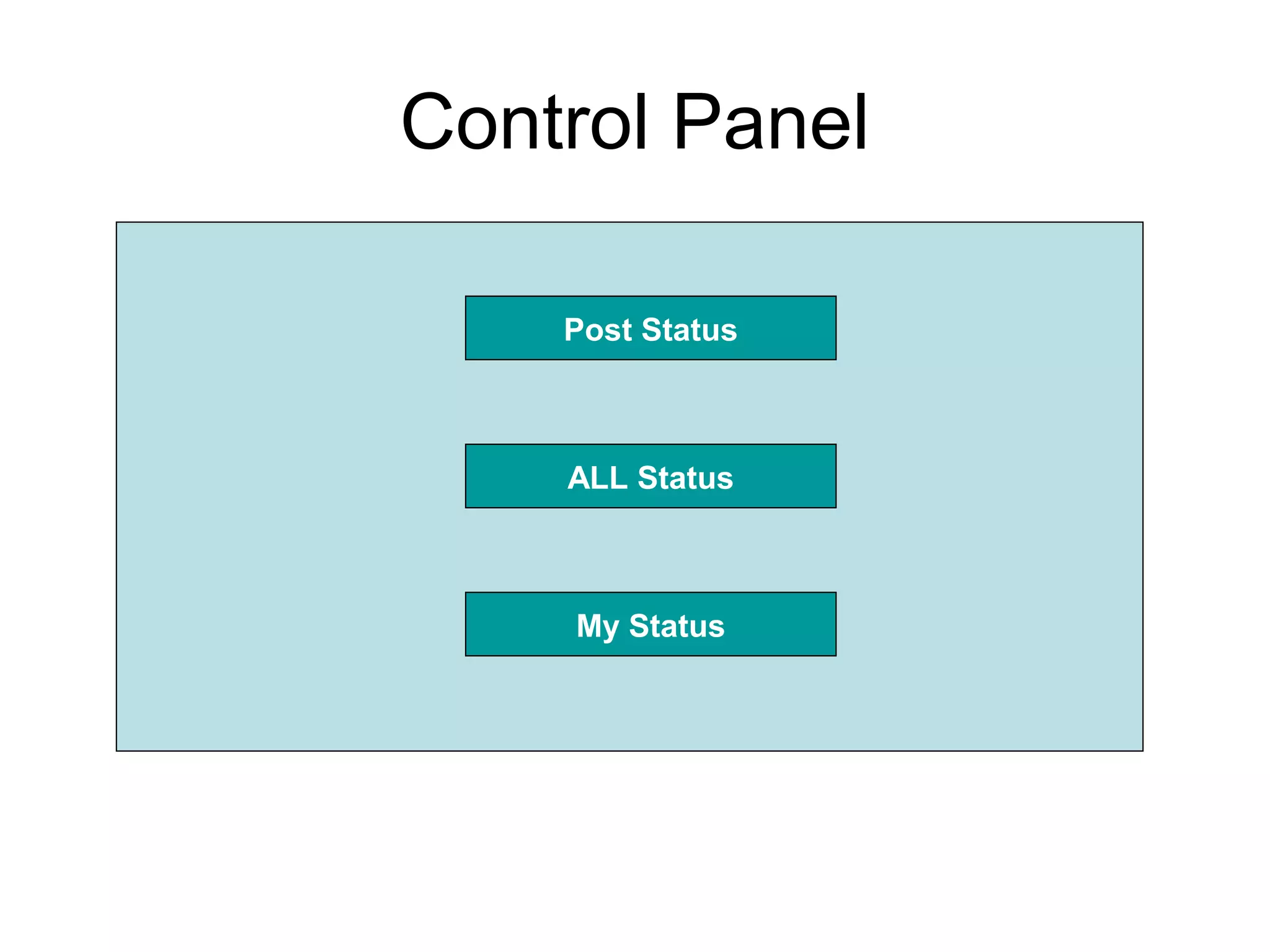 Control Panel
Post Status

ALL Status

My Status

 