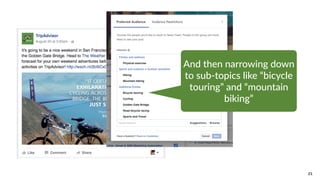 21
And  then  narrowing  down  
to  sub-­‐topics  like  “bicycle  
touring”  and  “mountain  
biking”
 