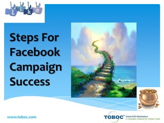Steps For
Facebook
Campaign
Success
www.toboc.com
 