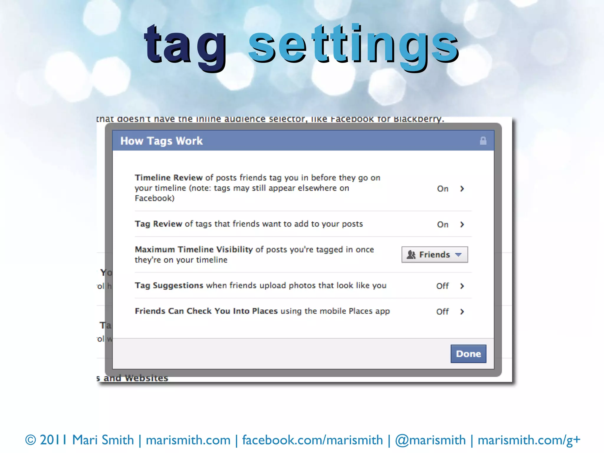 tag  settings 