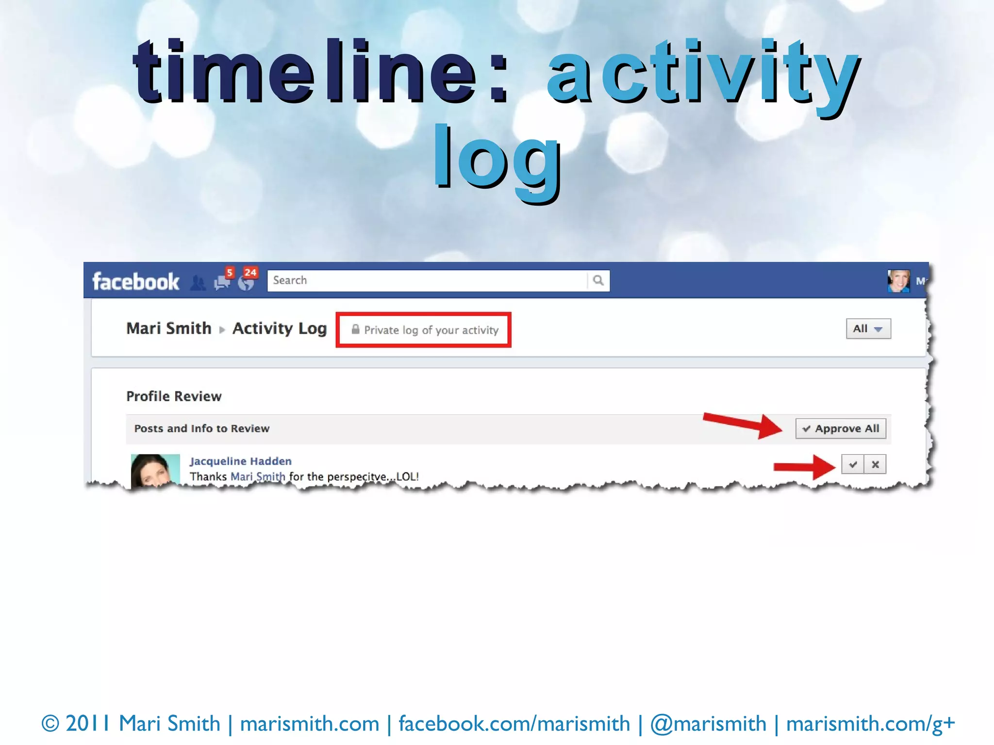 timeline:  activity log 