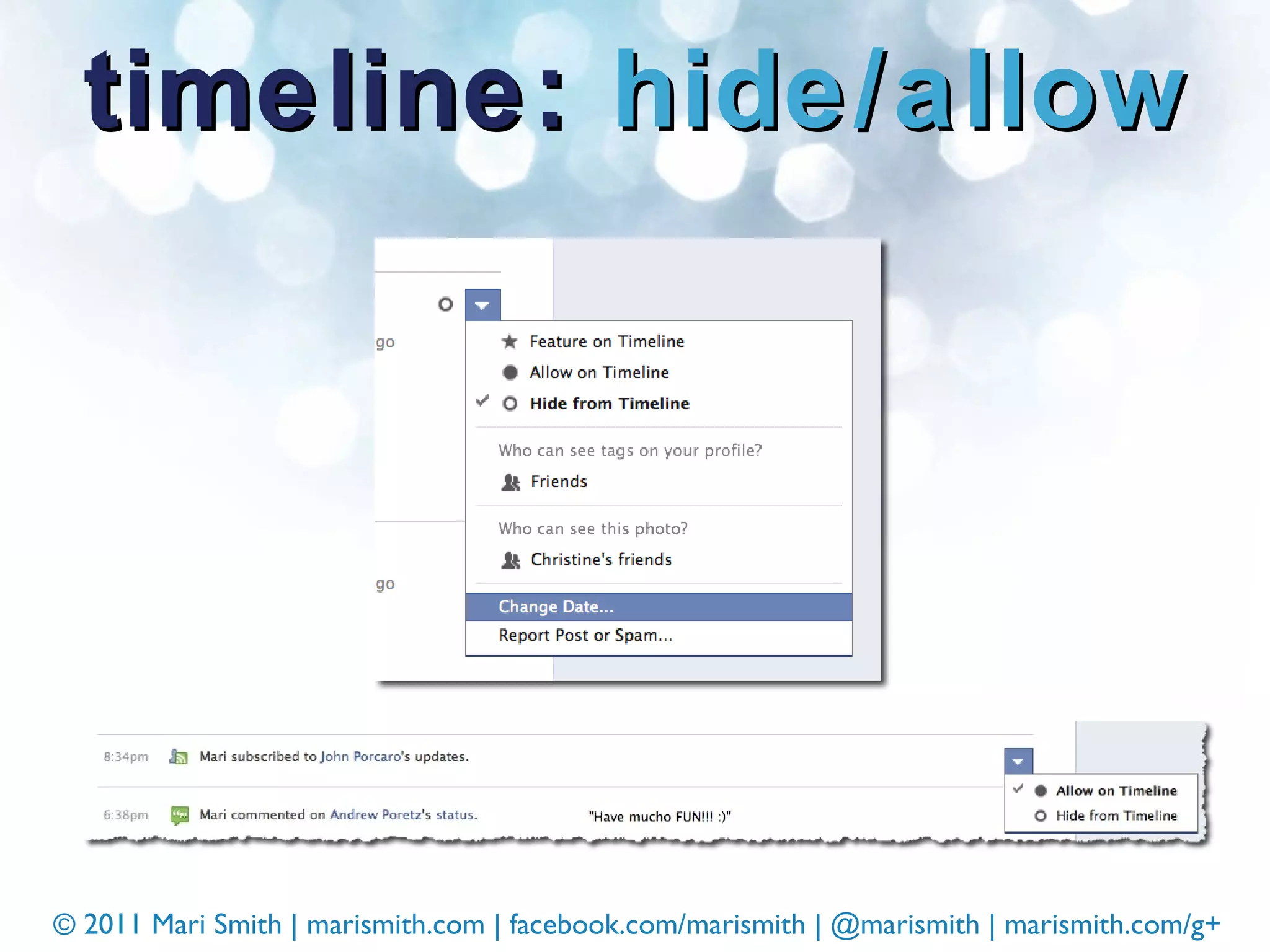 timeline:  hide/allow 