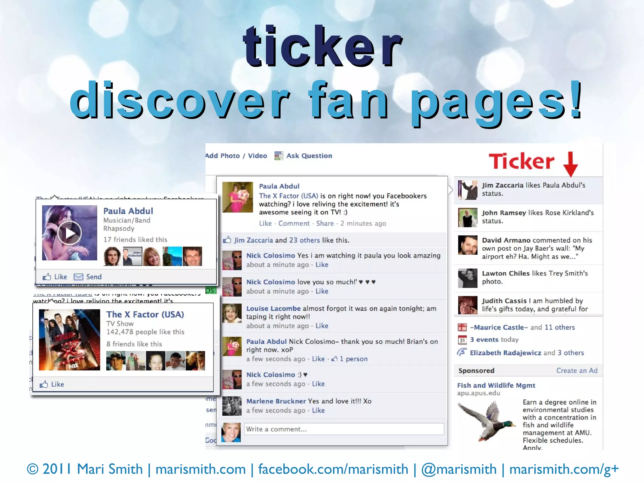 ticker discover fan pages! 