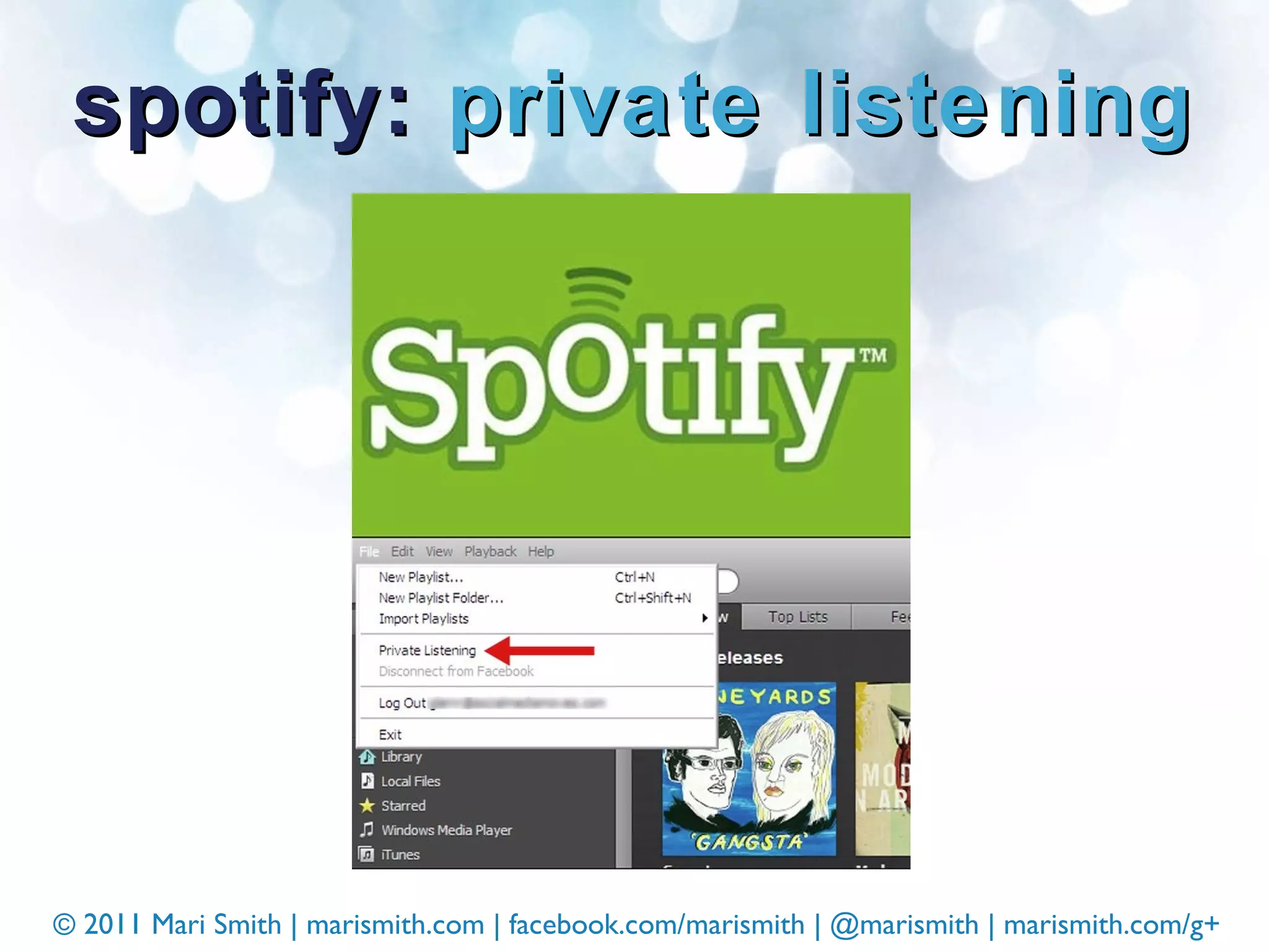 spotify:  private listening 