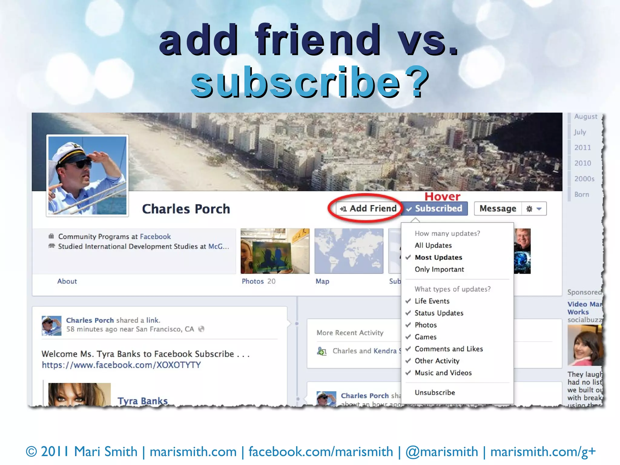 add friend vs.  subscribe? 