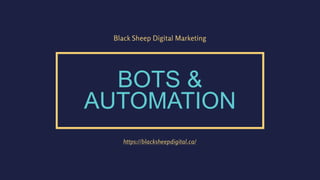 Black Sheep Digital Marketing
BOTS &
AUTOMATION
https://blacksheepdigital.ca/
 