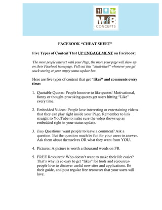 Facebook cheatsheet | PDF